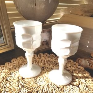 Vintage 2 milk glass goblets